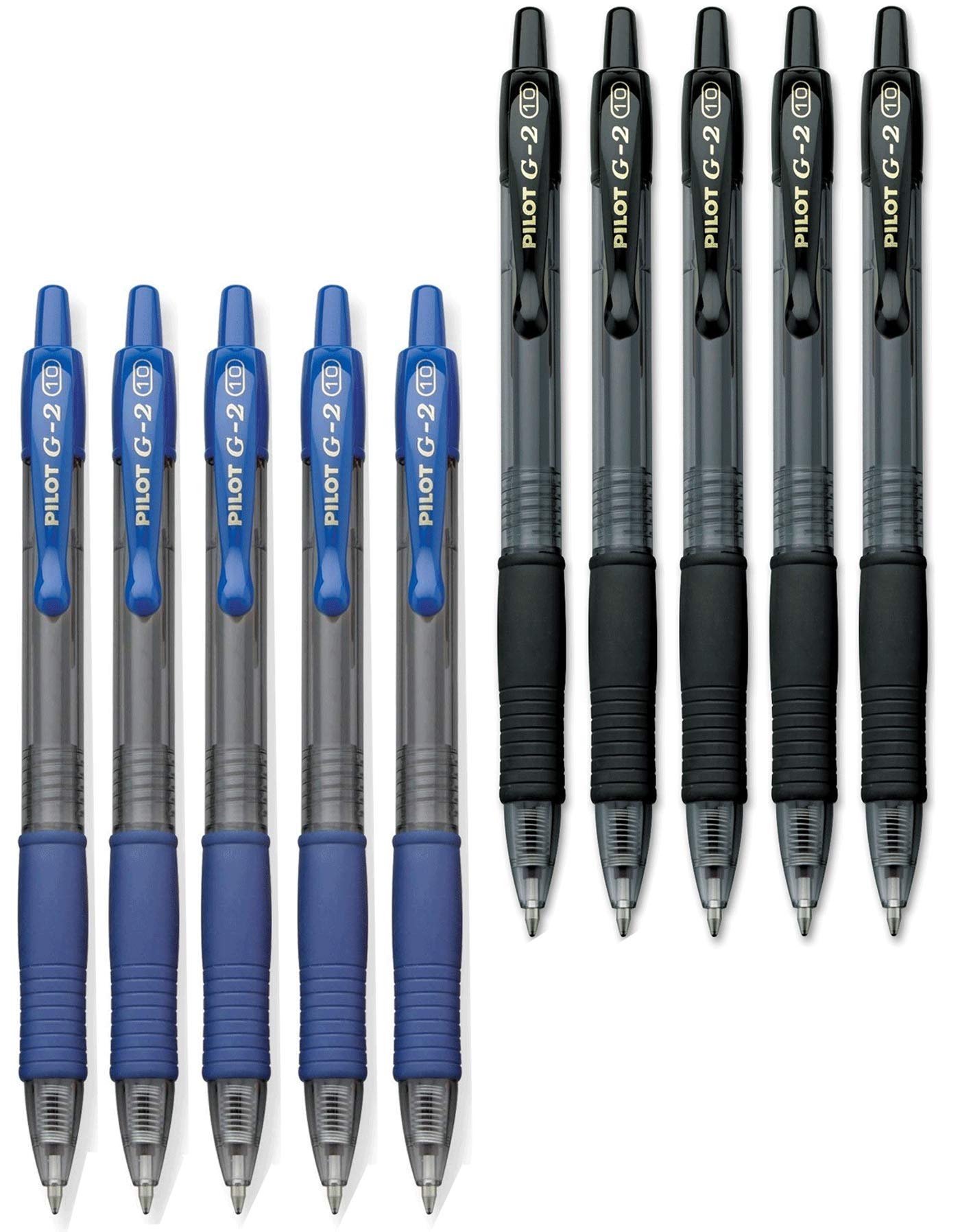 PILOT G2 Retractable Gel Ink Roller Ball Pens, Bold Point 10-PACK, 5 Black Pens & 5 Blue Pens
