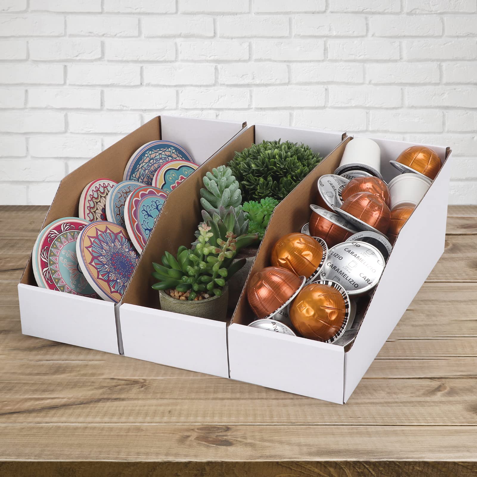 EXYGLO Cardboard Boxes, Pack of 35 Corrugated Storage Bins 12x4x4.5inch Pantry Organizer Bins for