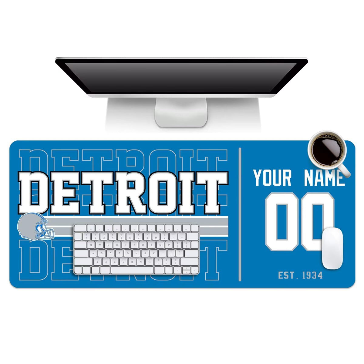 ANTKING Detroit Mouse Pad Custom Name and Number Desk Pad for Men Women Youth Gifts