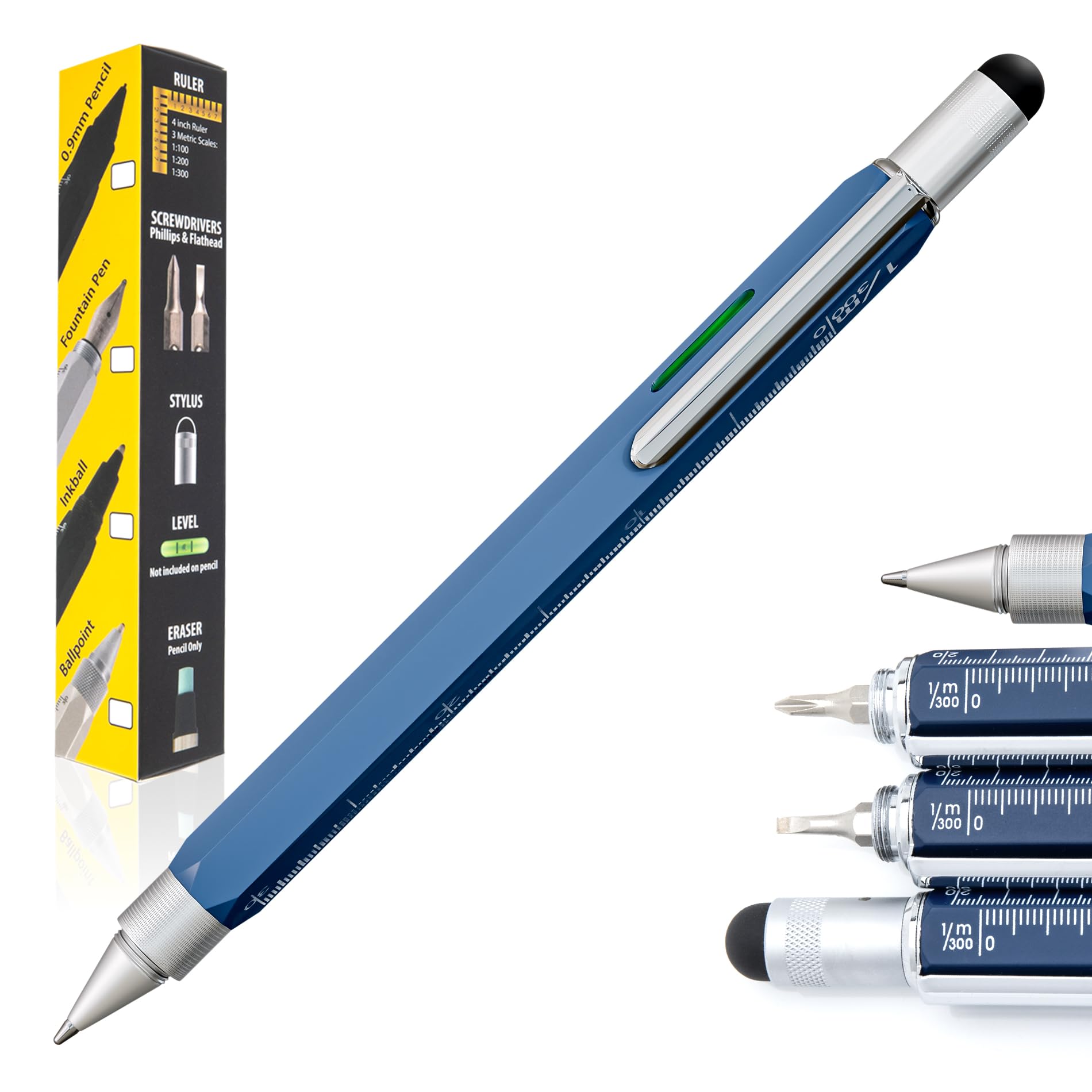 Monteverde USA 9-in-1 Tool Ballpoint Pen in Blue – Multifunctional Pen with Stylus, Screwdrivers