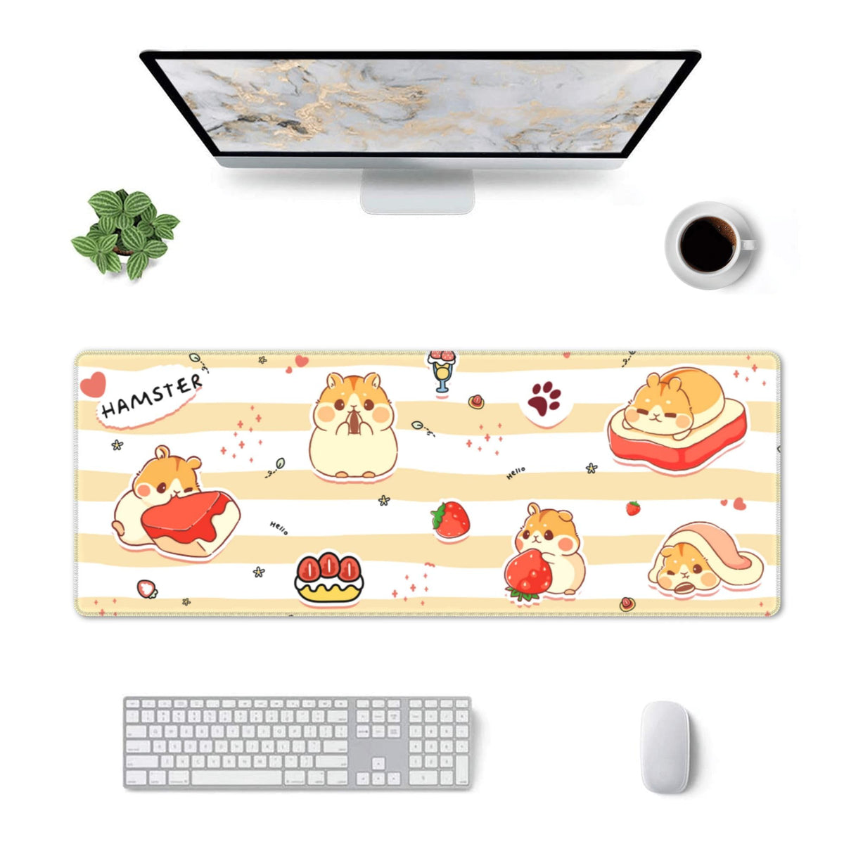 Cute Hamster Mouse Pad XL Large Mousepad Non Slip Rubber Base Desk Mat for Laptop Computer Gaming