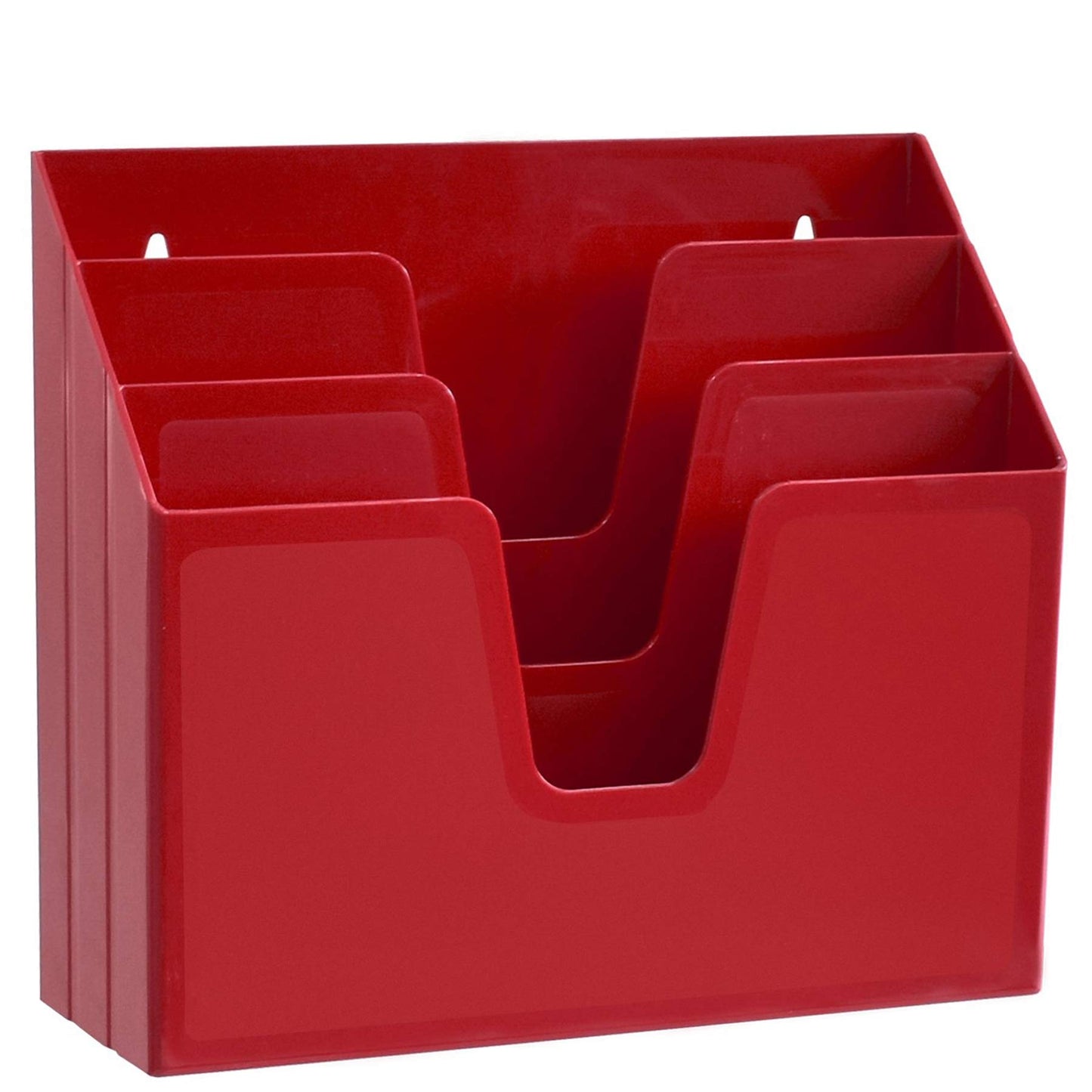 Acrimet Horizontal Triple File Folder Organizer Sorter, Letter Size, Red
