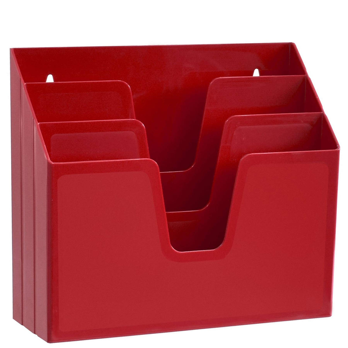 Acrimet Horizontal Triple File Folder Organizer Sorter, Letter Size, Red