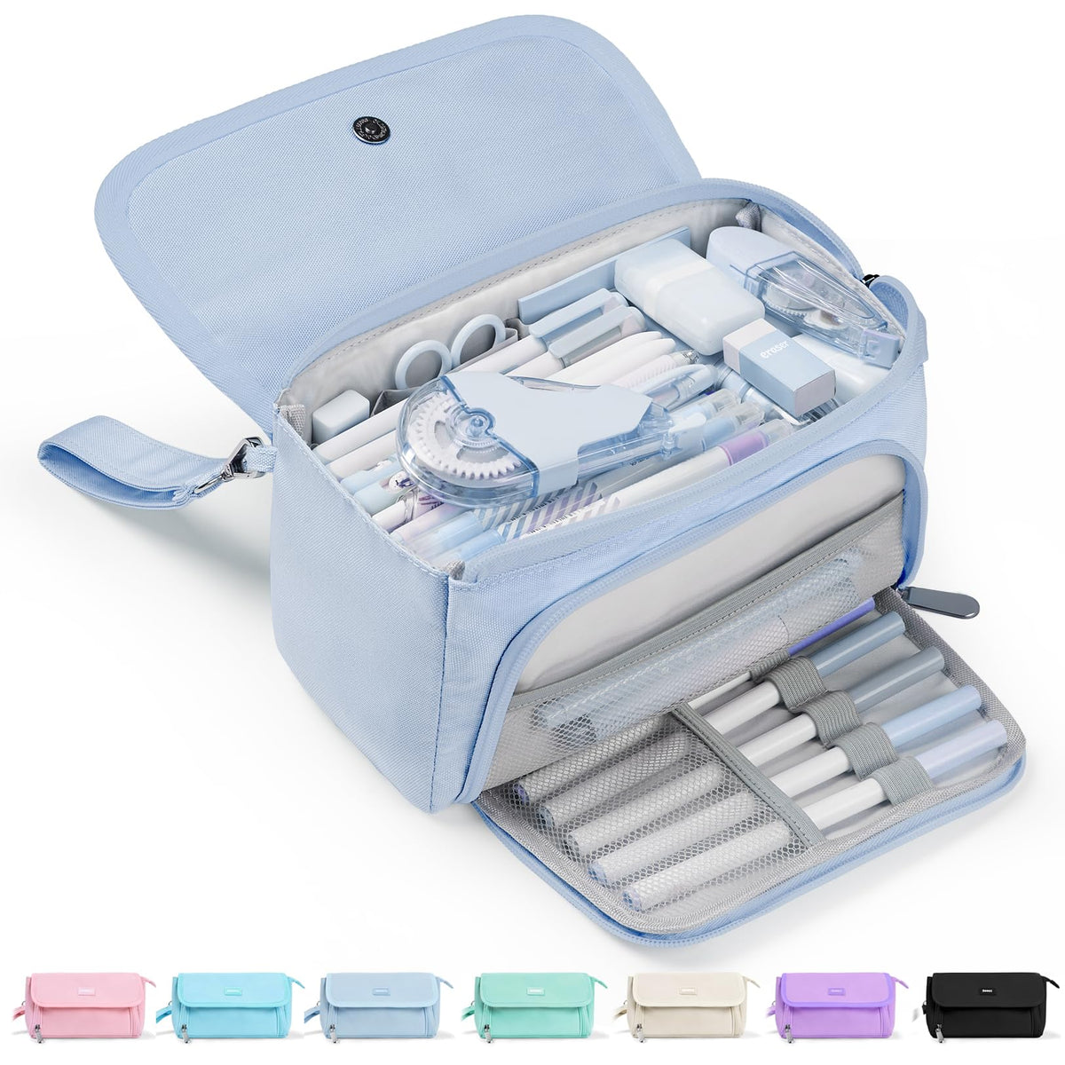 Sooez Super Large Pencil Case, Big Capacity Pencil Bag with 3 Compartments