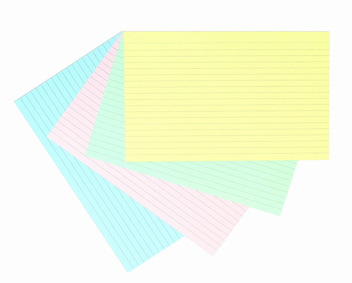 Silvine 8x5" Multi-Coloured Record Cards - Lined with Headline, 100 Cards per Pack. Ref 585AC (203