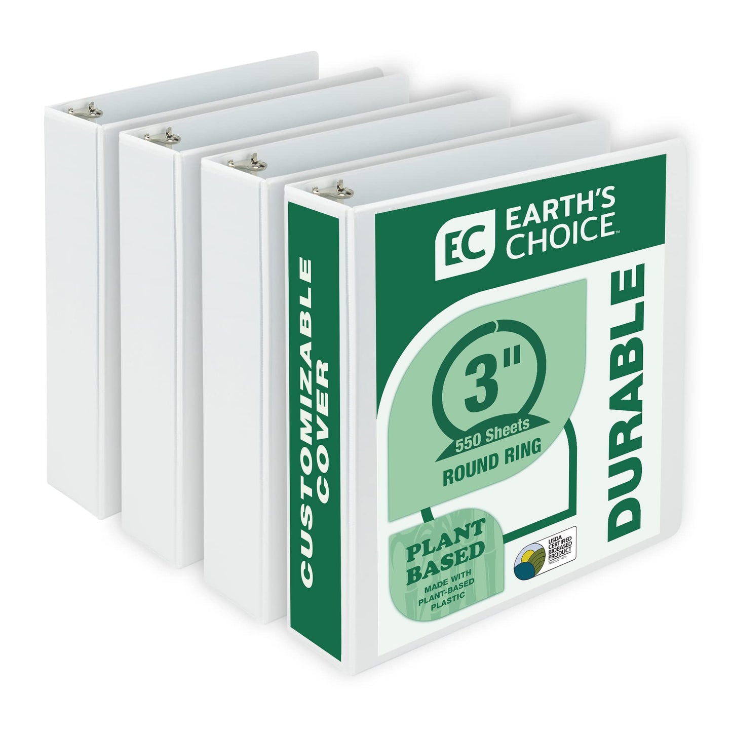 Samsill Plant-Based 3 Inch Durable Round Ring, View Binder, Eco-Friendly, USDA Certified Biobased
