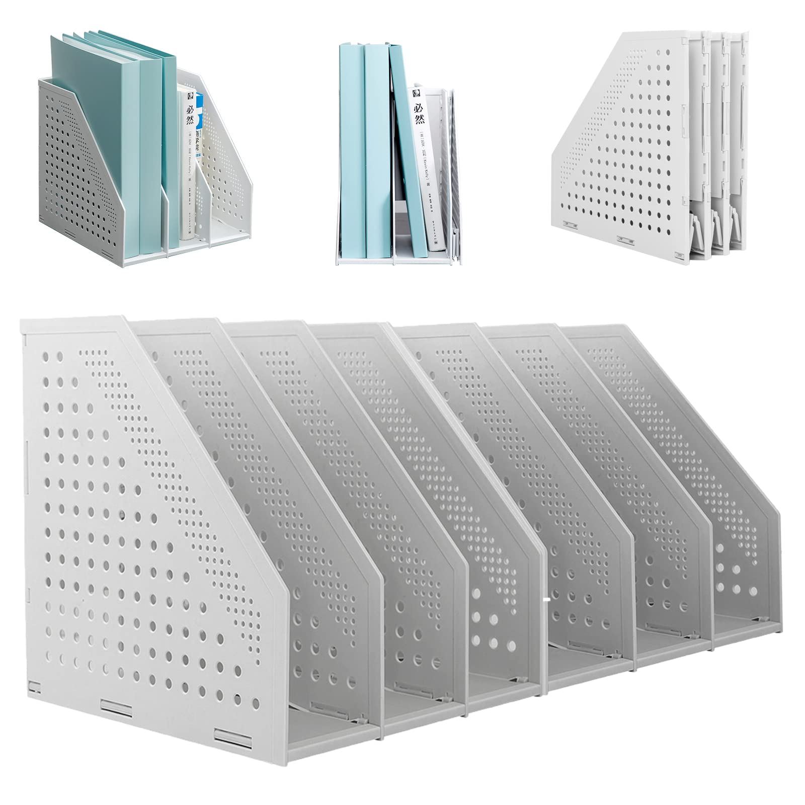 SAYEEC 2Pcs Collapsible Plastic Magazine File Holder Vertical Binder Storage Organizer for Desk