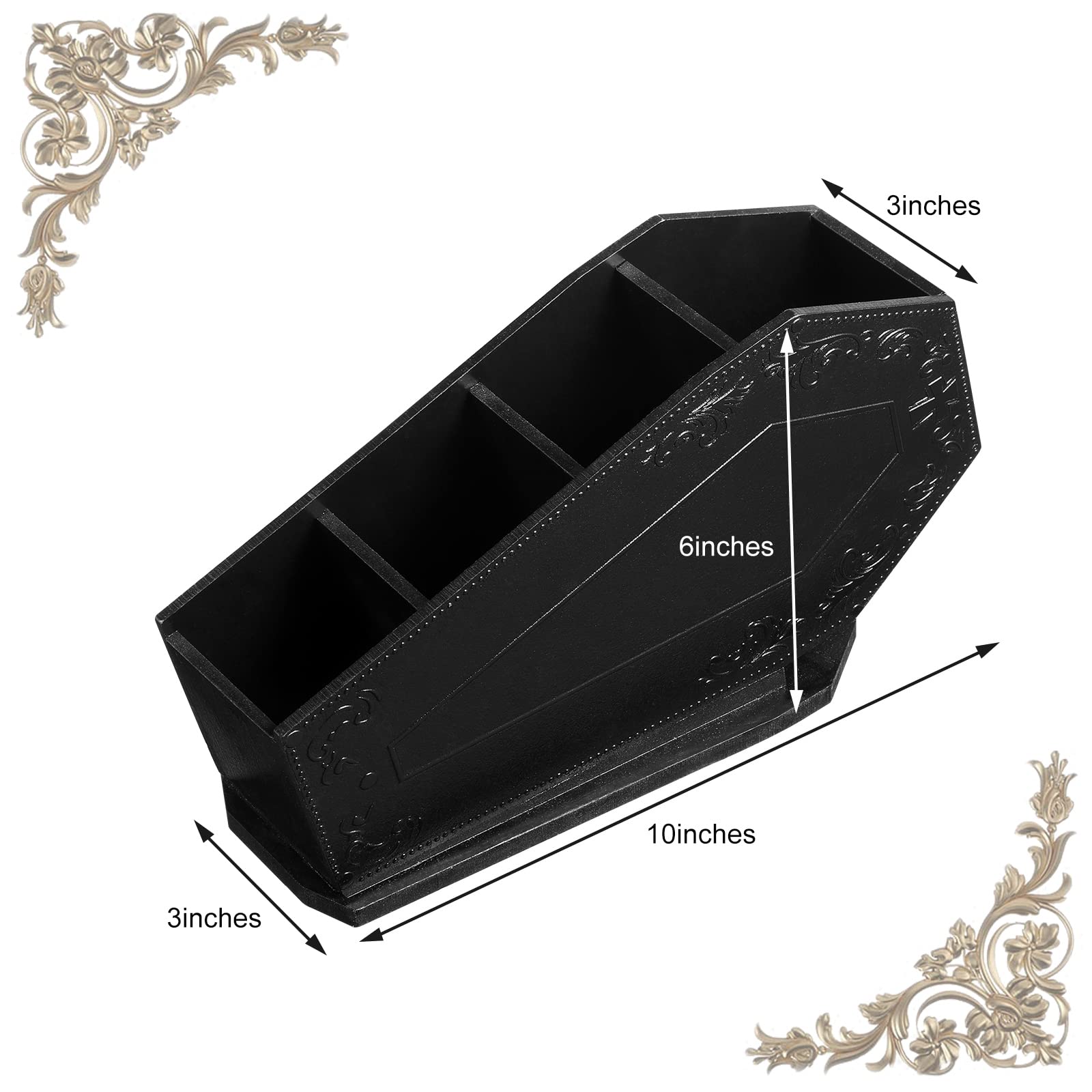 Maitys Coffin Makeup Brush Holder Gothic Wooden Organizer Spooky Coffin Case Gifts for Women