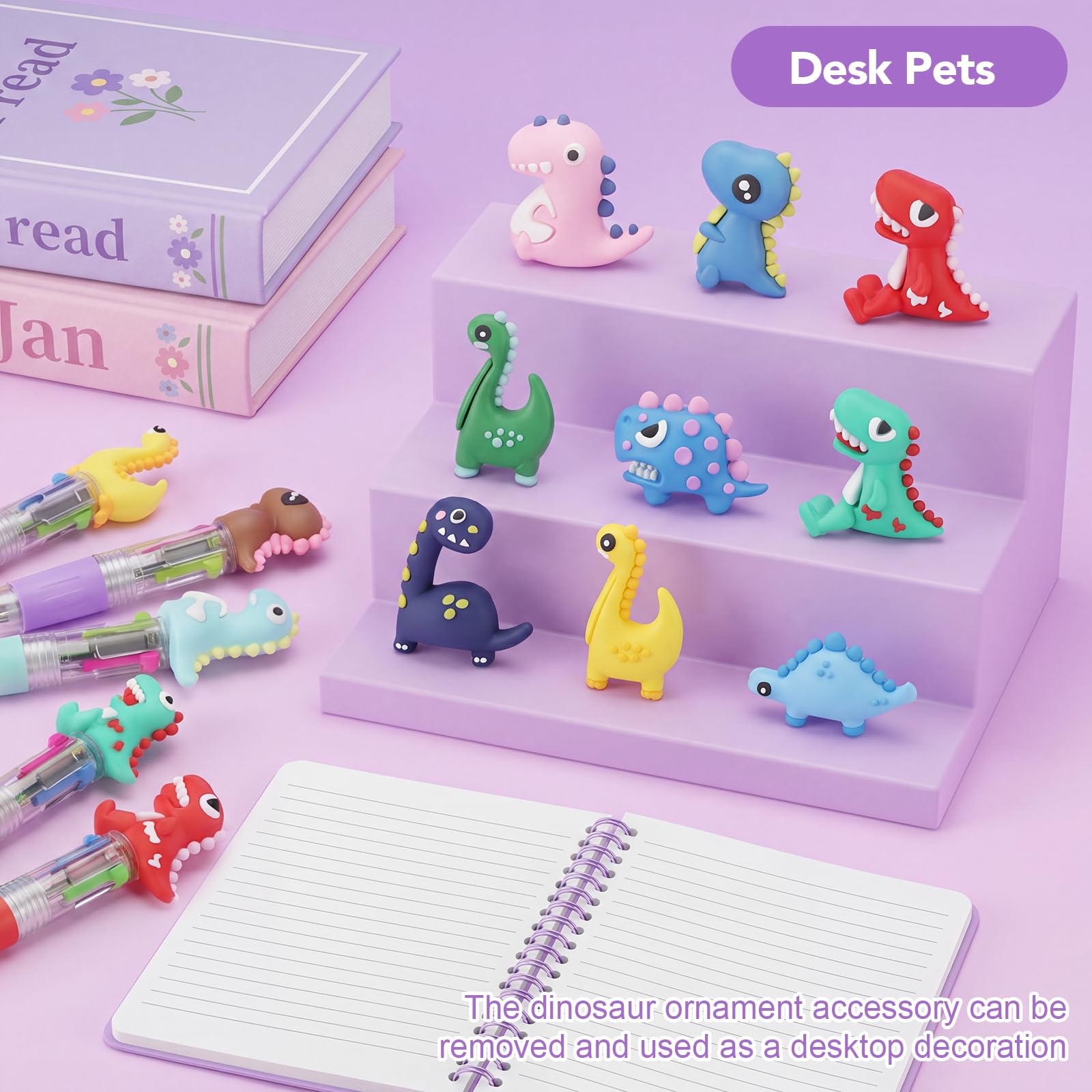 BESARME 48 Pcs Dinosaur Pens for Students, 4-in-1 Cute Pen Gifts