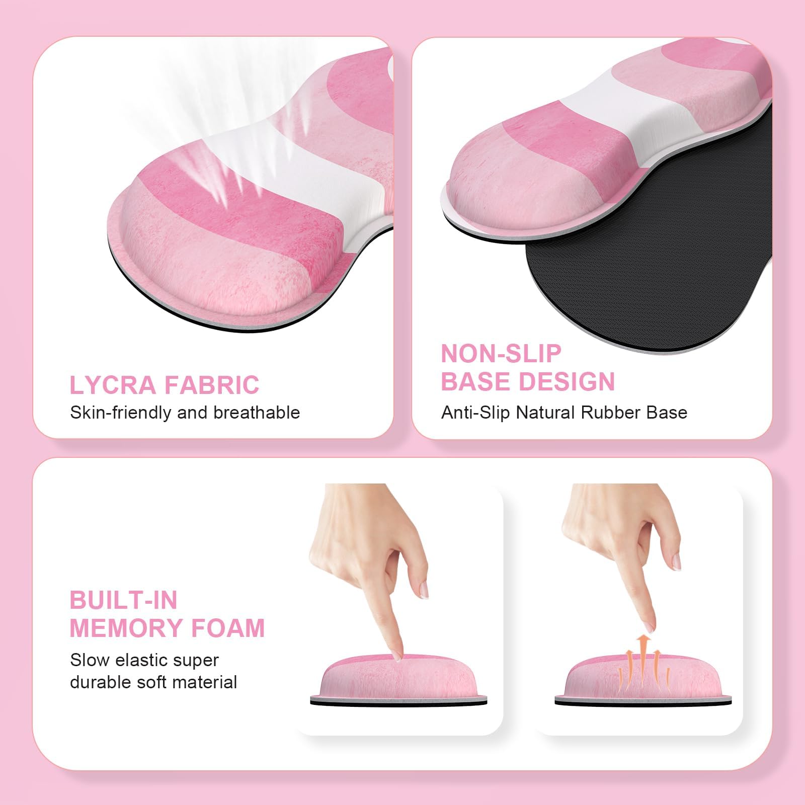 iLeadon Desk Mat Set, Pink Heart Mouse Pad and Keyboard Wrist Rest
