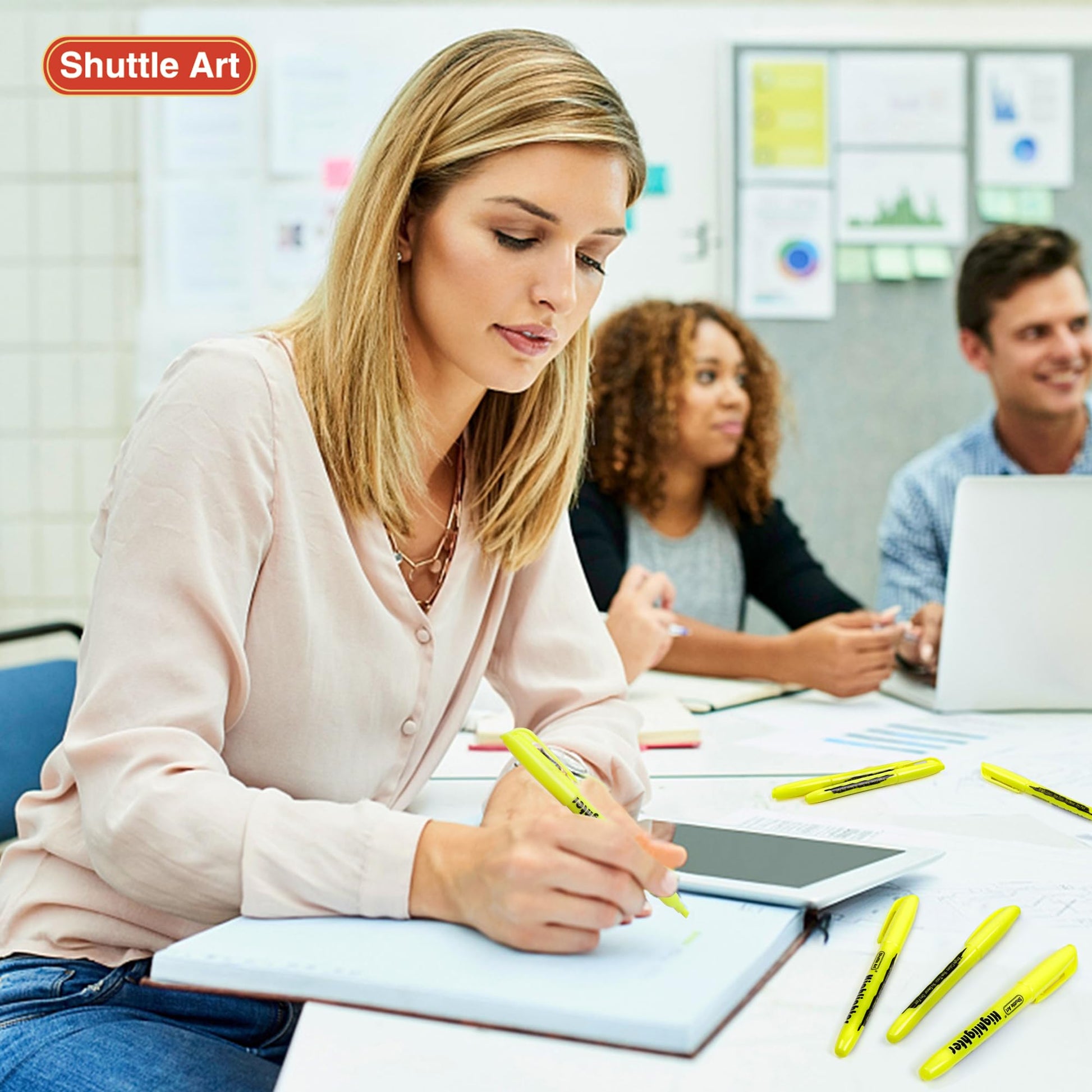 Shuttle Art 70 Pack Highlighters, Yellow Highlighters with Versatile Chisel Tip, Highlighter