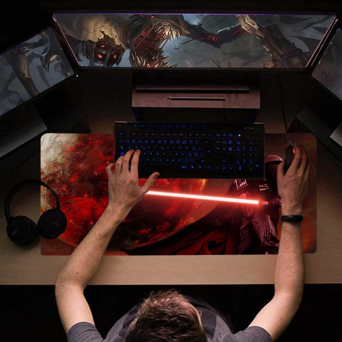 Large Gaming Mouse Pad Red Custom Mouse Pads,Mousepad with Anti-Slip Rubber Base and Stitched Edges