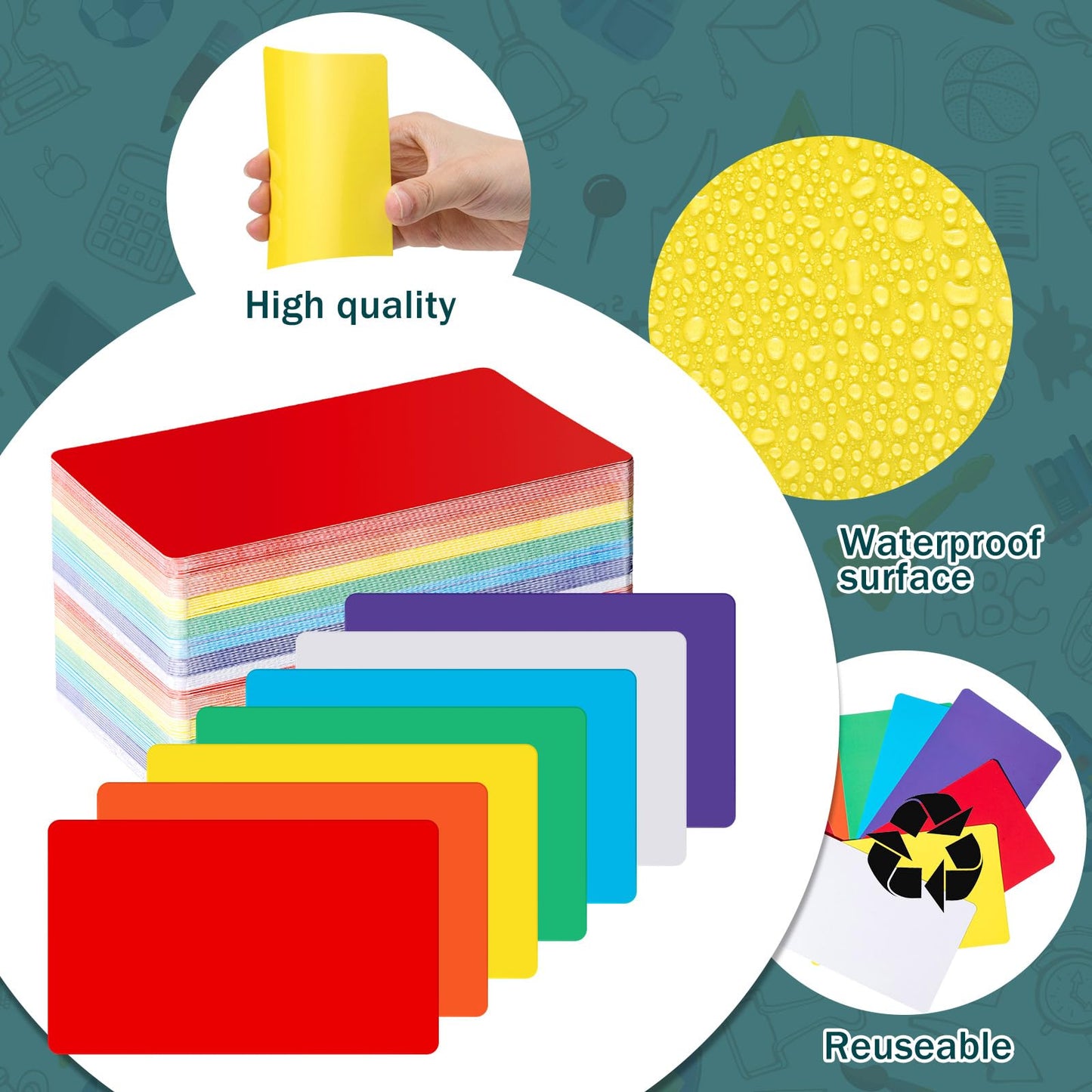Harloon 200 Pcs Dry Erase Index Cards 3 x 5 Inch, Colorful