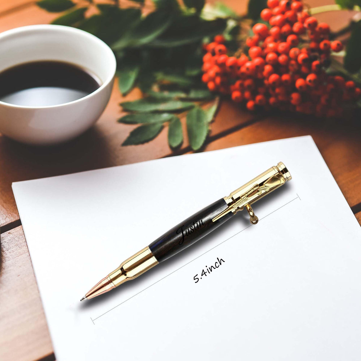 Personalized Bolt Action Pen, Free Engraved Wood Metal Ballpoint Pen with 2 Refills, Customized Pen