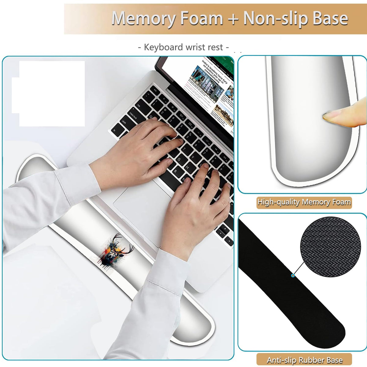Keyboard Wrist Rest and Mouse Pad Wrist Support Set, Ergonomic Gel Mouse Pad Wrist Rest with