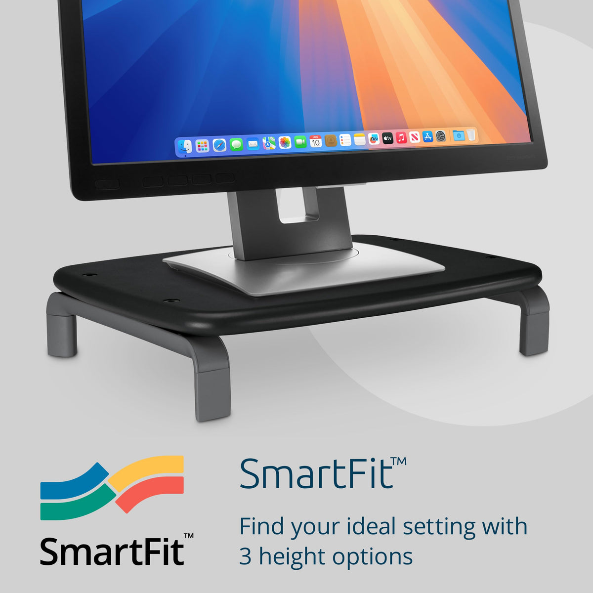 Kensington SmartFit Low Profile Monitor Stand for up to 40lbs screens, Compact Desktop Stand Riser