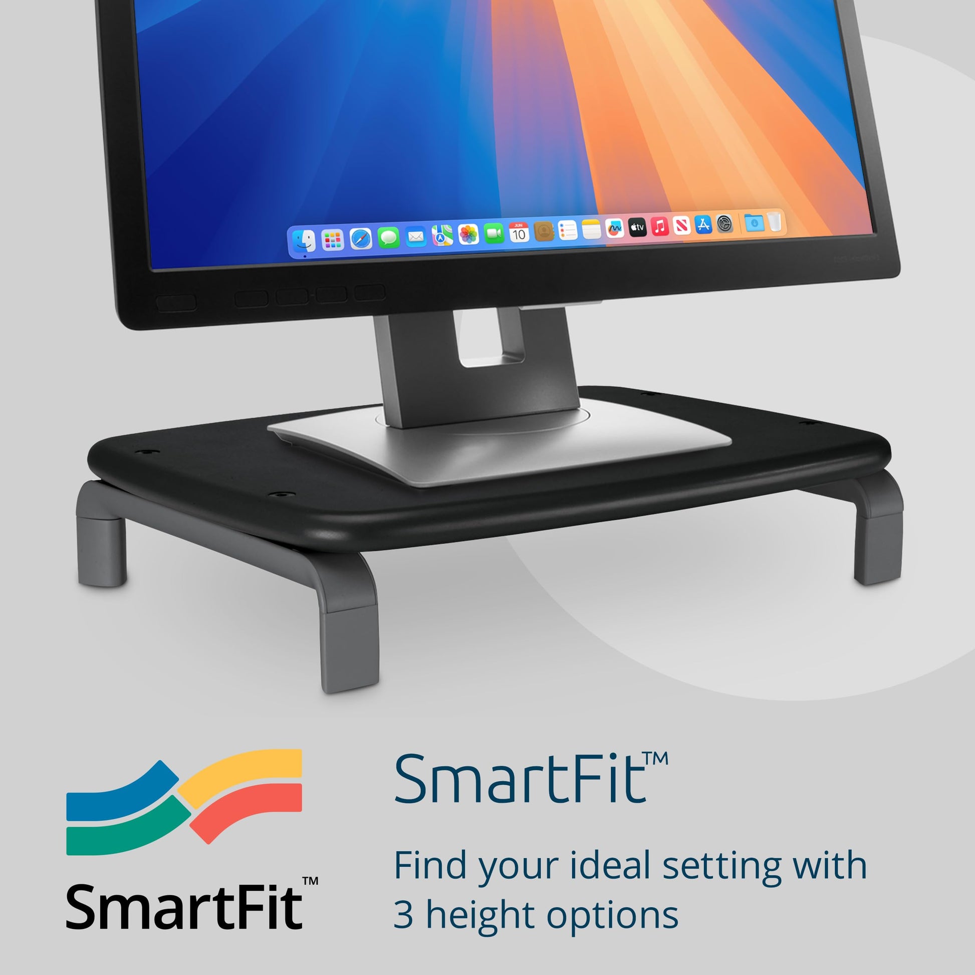 Kensington SmartFit Low Profile Monitor Stand for up to 40lbs screens, Compact Desktop Stand Riser