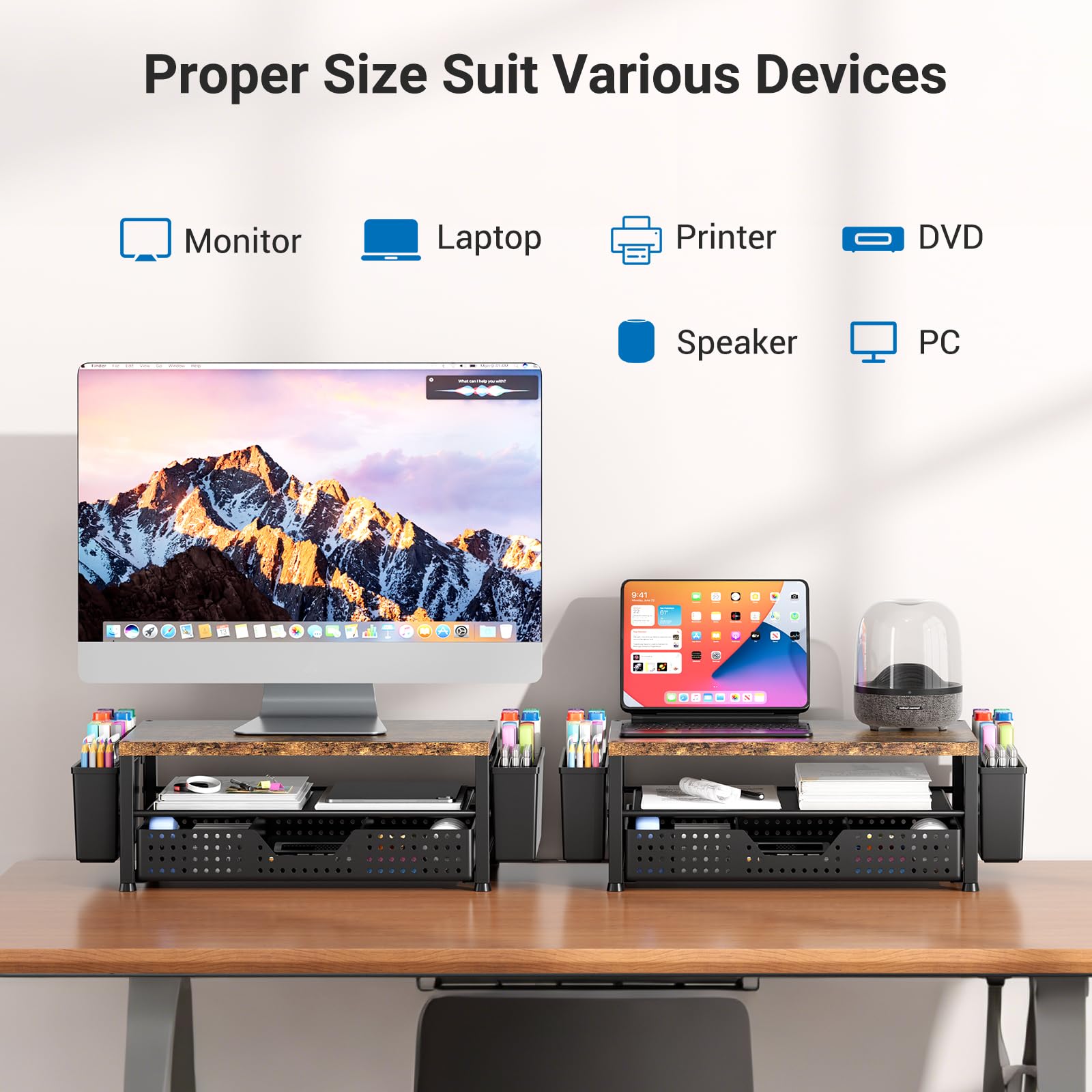 Gugsey Monitor Riser, Laptop Stand for Desk, Office Desk Organizer and Accessories, Computer