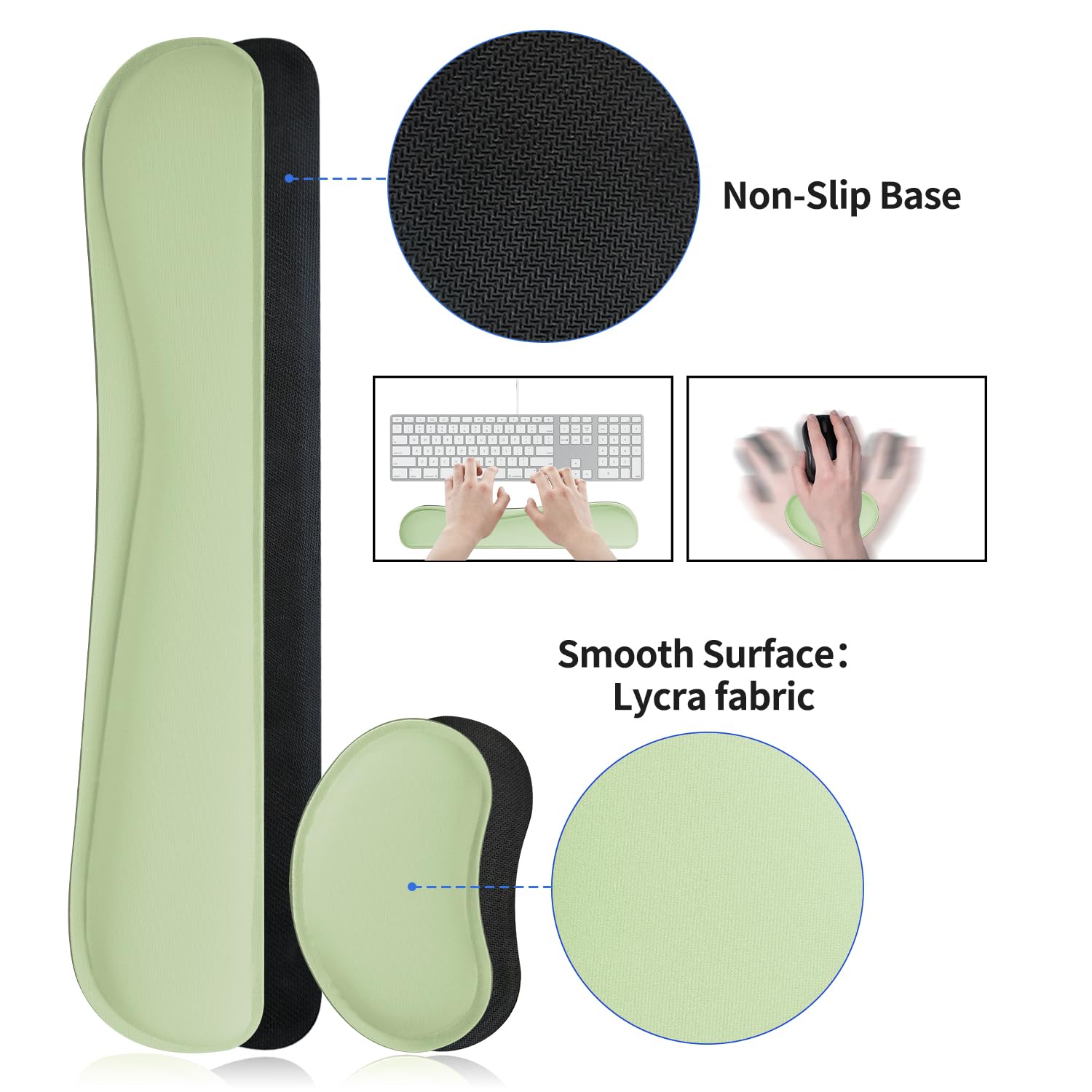 Bloss Green Leather Desk Mat and Keyboard Wrist Rest, 3 in 1, 31.5"×15.7"