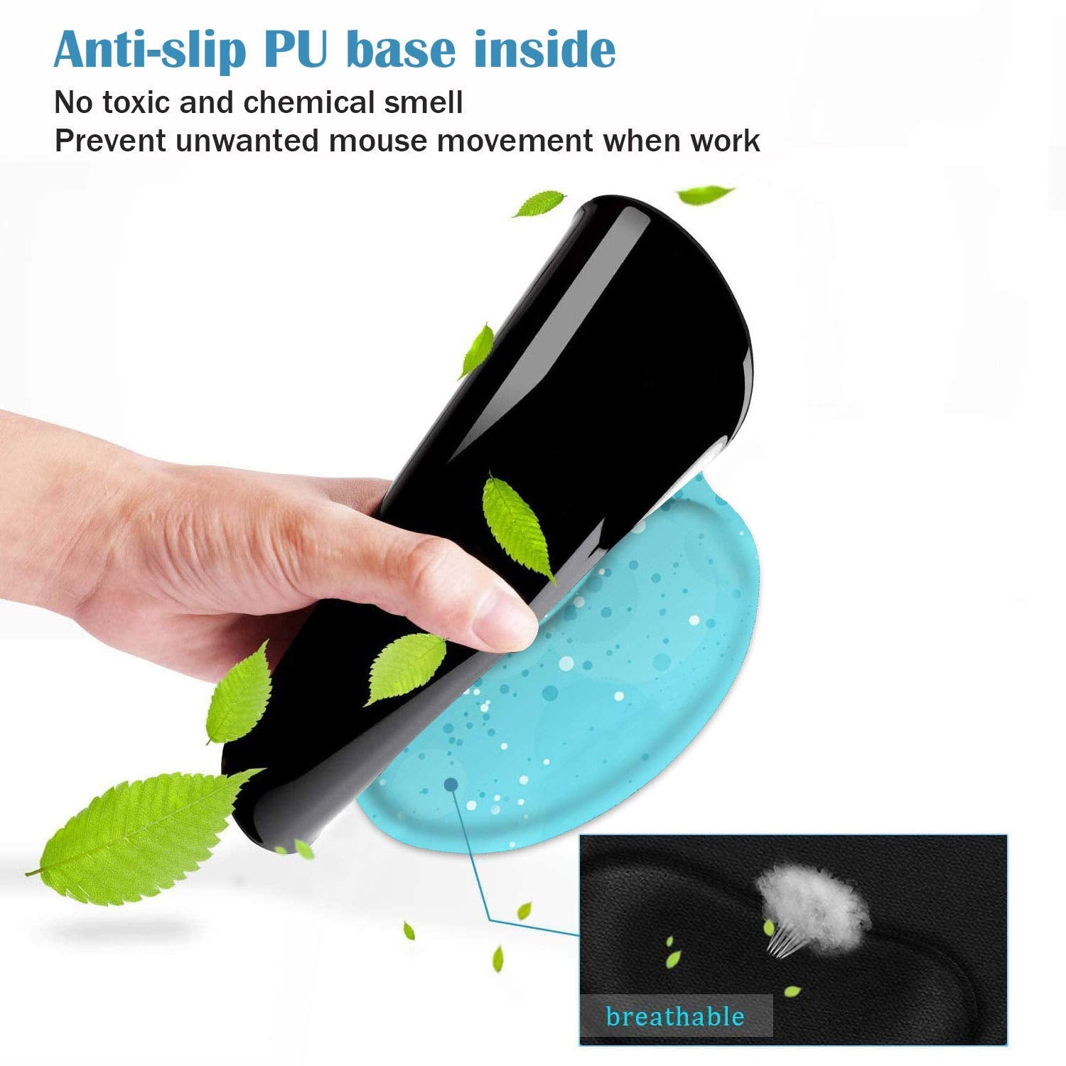 Ergonomic Mouse Pad Wrist Support and Coasters Set, Cute Wrist Rest Pad with Non-Slip PU Base for