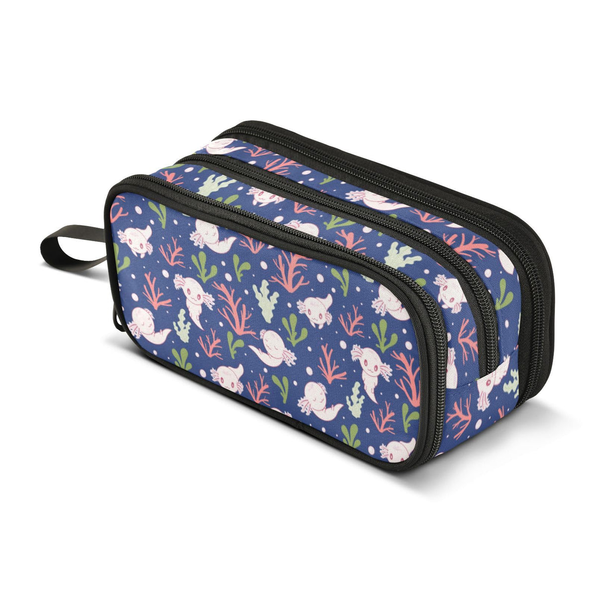 Sletend Pencil Case Cute Axolotl Salamander 3 Compartments Pencil Pouch