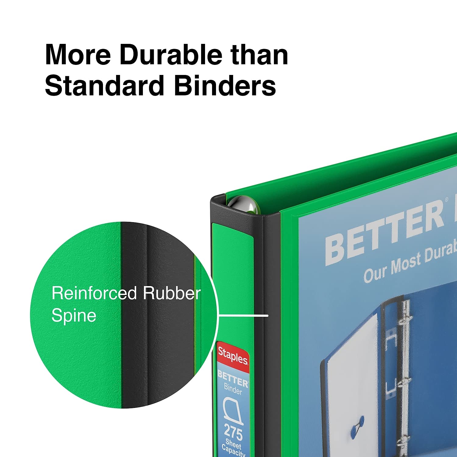 Staples Better Binder, 1 Inch D-Ring, Green, 275 Sheets, 3-Pack