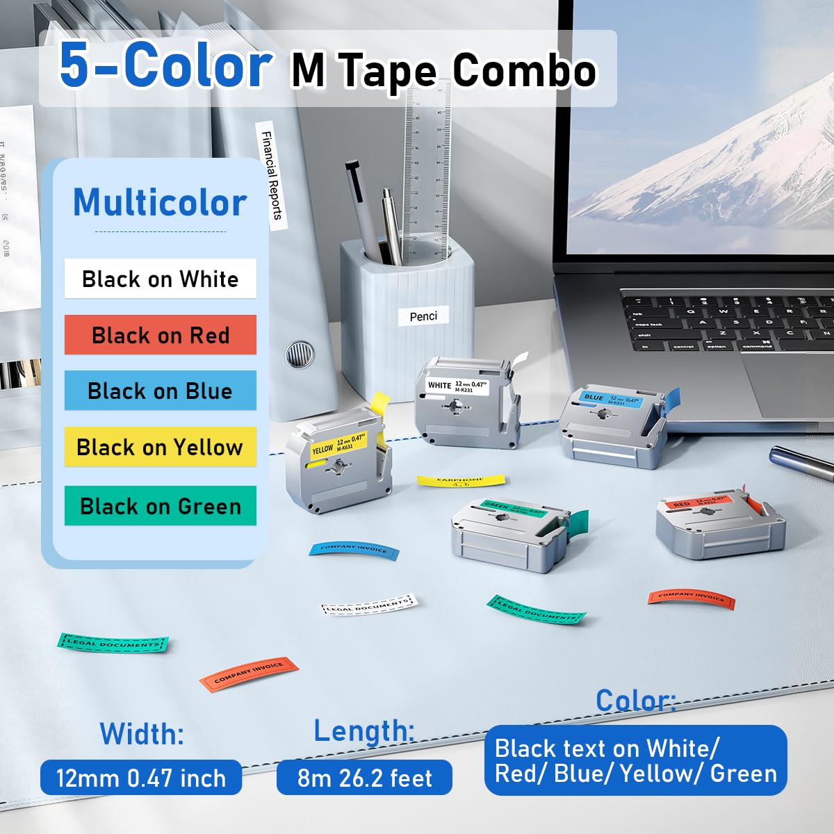 Replacement M Tape for Brother Label Maker PT-M95 PT-65 PT-45 PT-80 PT-70