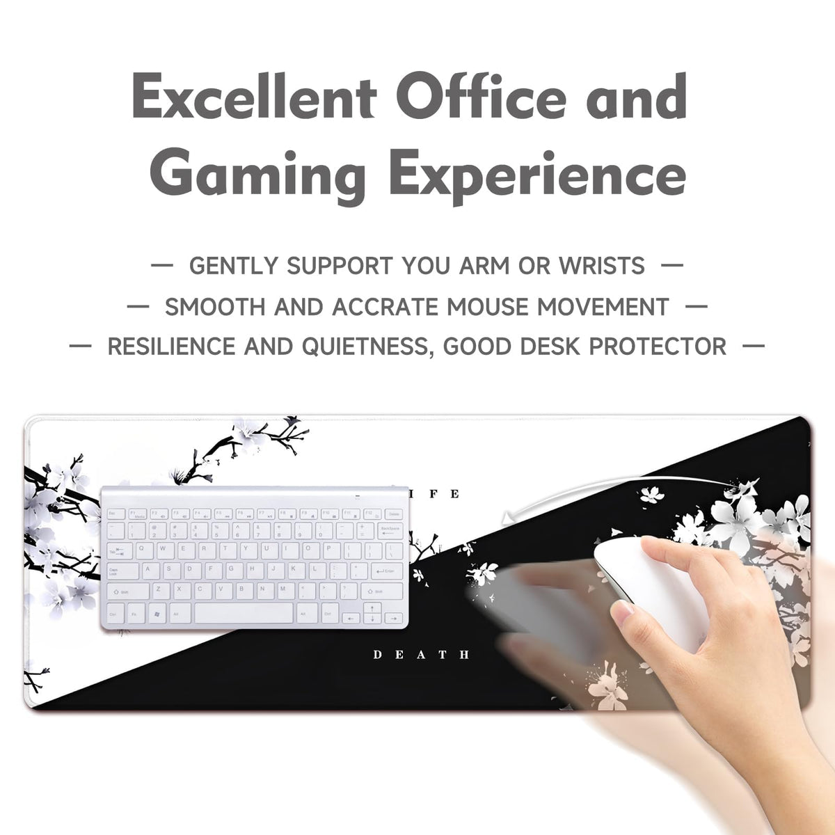 Big Mouse Pad Large Mousepad Gaming Desk Pad Desk Mat Office Decor Accessories (Cherry Blossom in