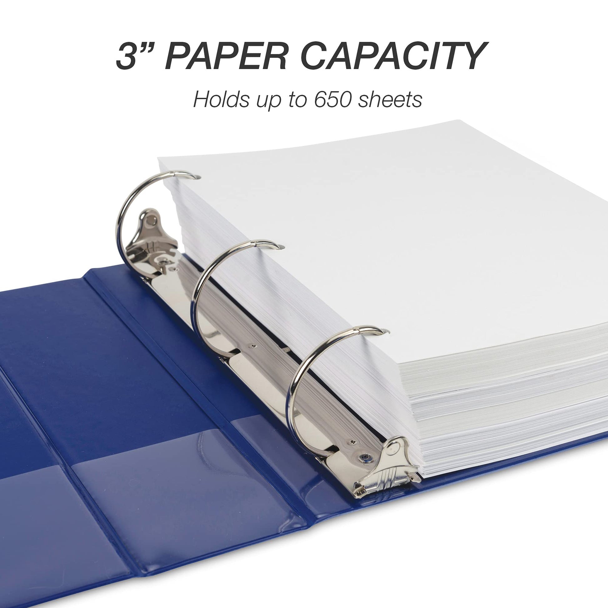 Samsill Durable 4 inch 3 Ring Binder, D Ring Binder, 100% Recycled Chipboard, Blue