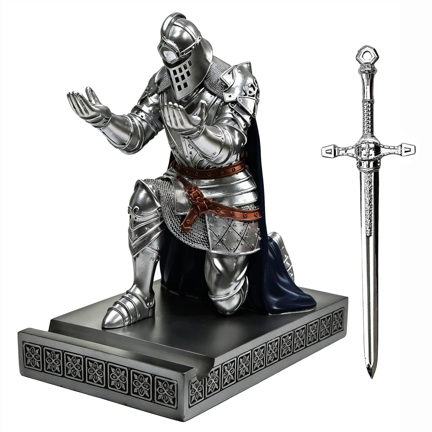 Knight Pen Holder Desk Organizer Office Decor Letter Opener for Desk SBlue