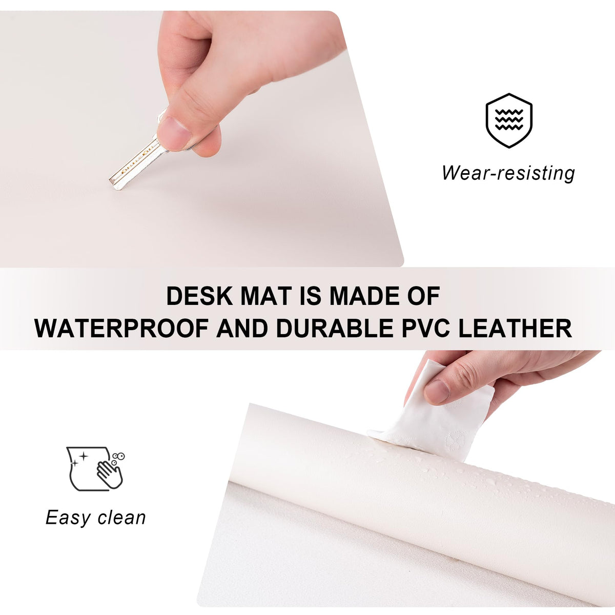 Leather Desk Pad Protector,Non-Slip Desk Pad(Blacke, 47.2" x 17")
