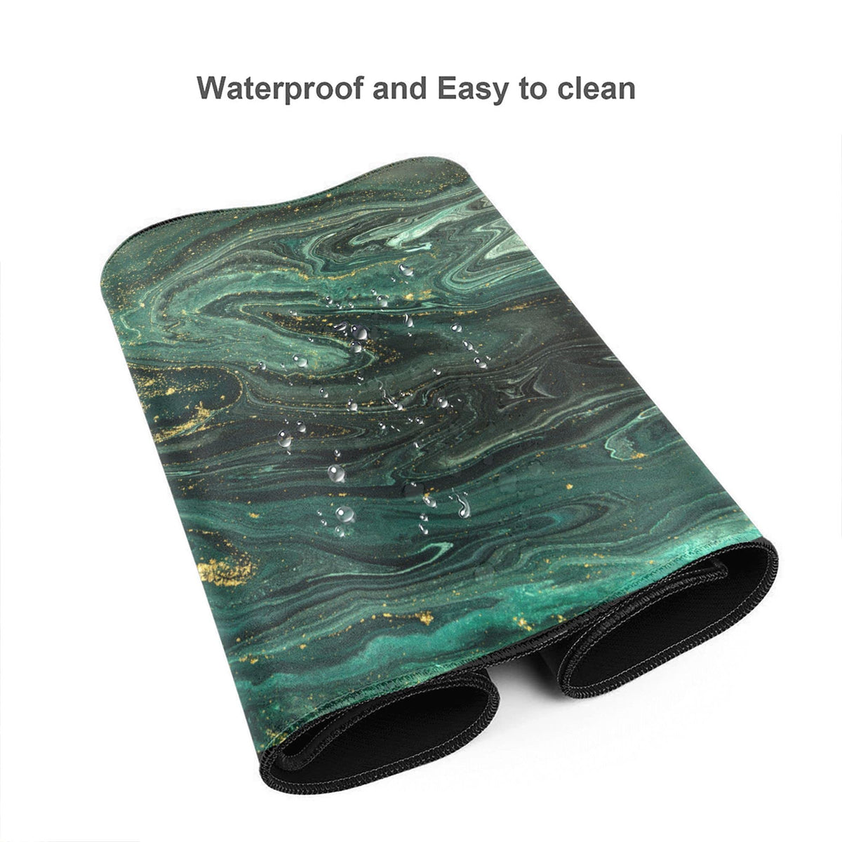 Desk Mat,Green Gold Liquid Marble Extended Gaming Mouse Pad for Office Work & Game,Computer