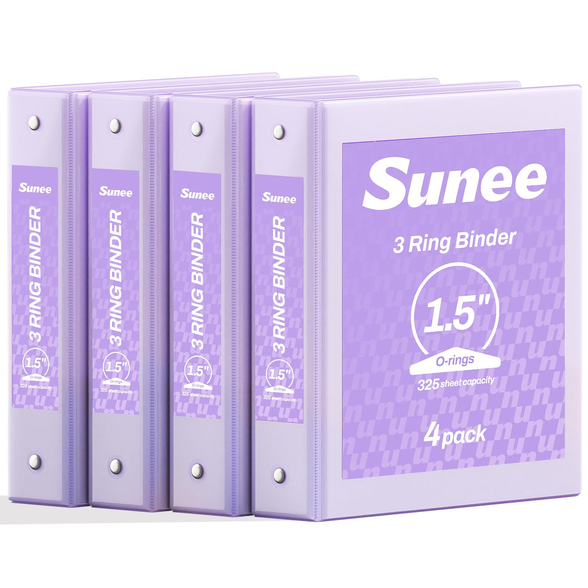 SUNEE 1.5 Inch Binders 3 Ring 4 Pack, Clear View 1 1/2 Inch Binders Three Ring PVC-Free (Fit 8.5x11