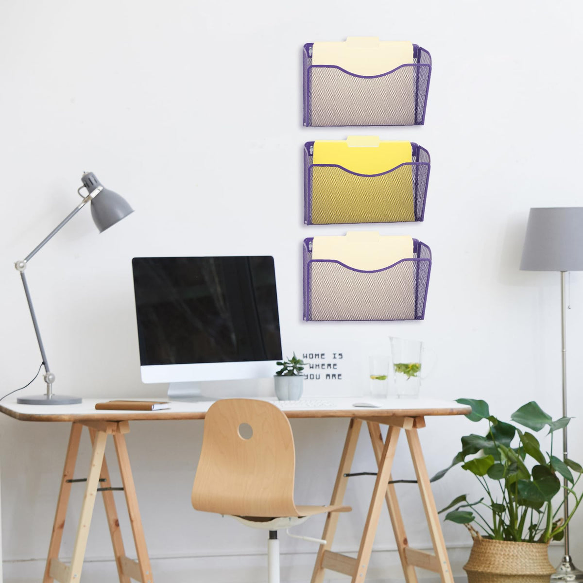 EASEPRES 3 Single Pocket Mesh Hanging File Organizer, Vertical Wall Mounted Magazine File Holder