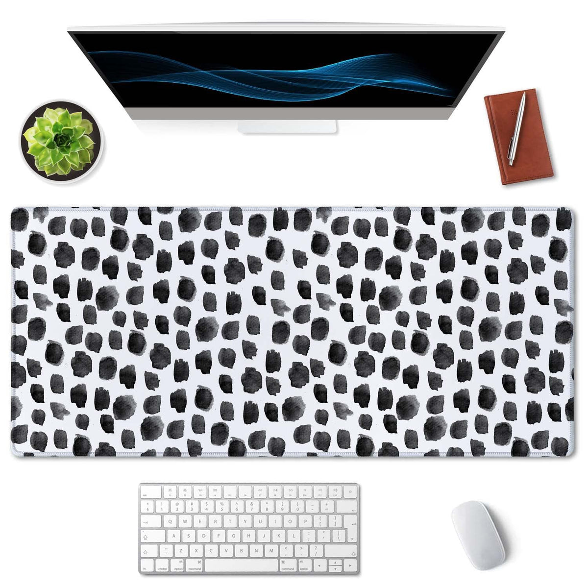 SSOIU Polka Dot Extended Gaming Mouse Pad Mat Large Desk Mat Non Slip Rubber Base Computer Desktop