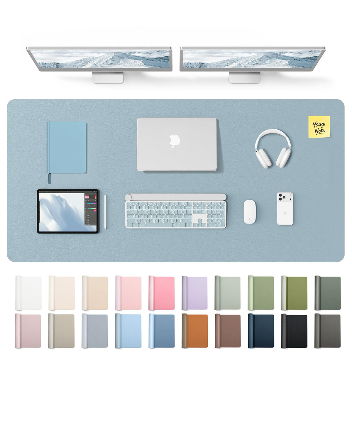 YSAGi Leather Desk Pad Protector, Office Desk Mat, Large Mouse Pad, Non-Slip PU Leather Desk