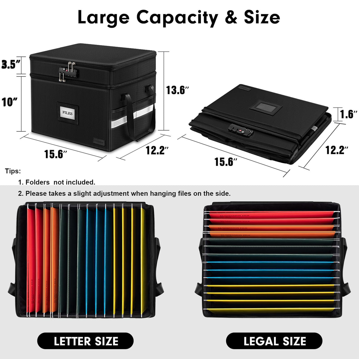Fireproof File Oganizer with Lock, 2 Layer Fireproof Document Storage Box