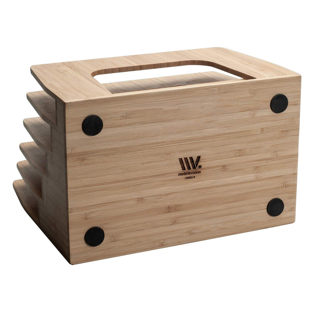 MobileVision Bamboo Desktop Inclined File Folder Organizer and Paper Tray, Upright Sections, Step