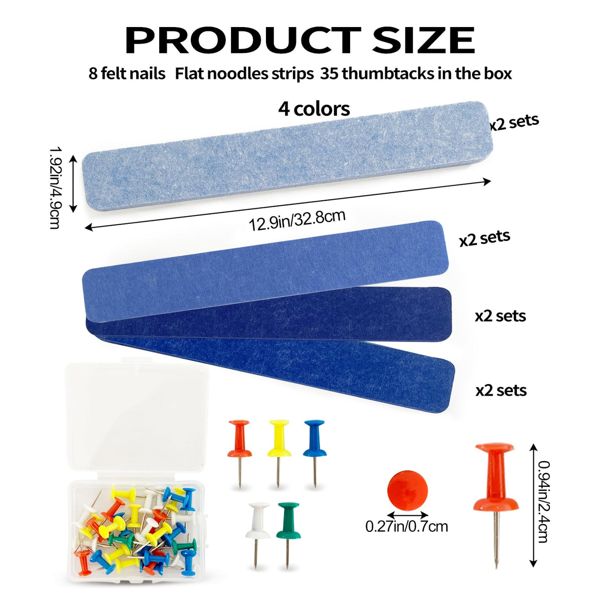 8 Pcs Blue Felt Pin Board Bar Strips Bulletin Board ，Self-Adhesive Bulletin Board Bar Strips，Cork