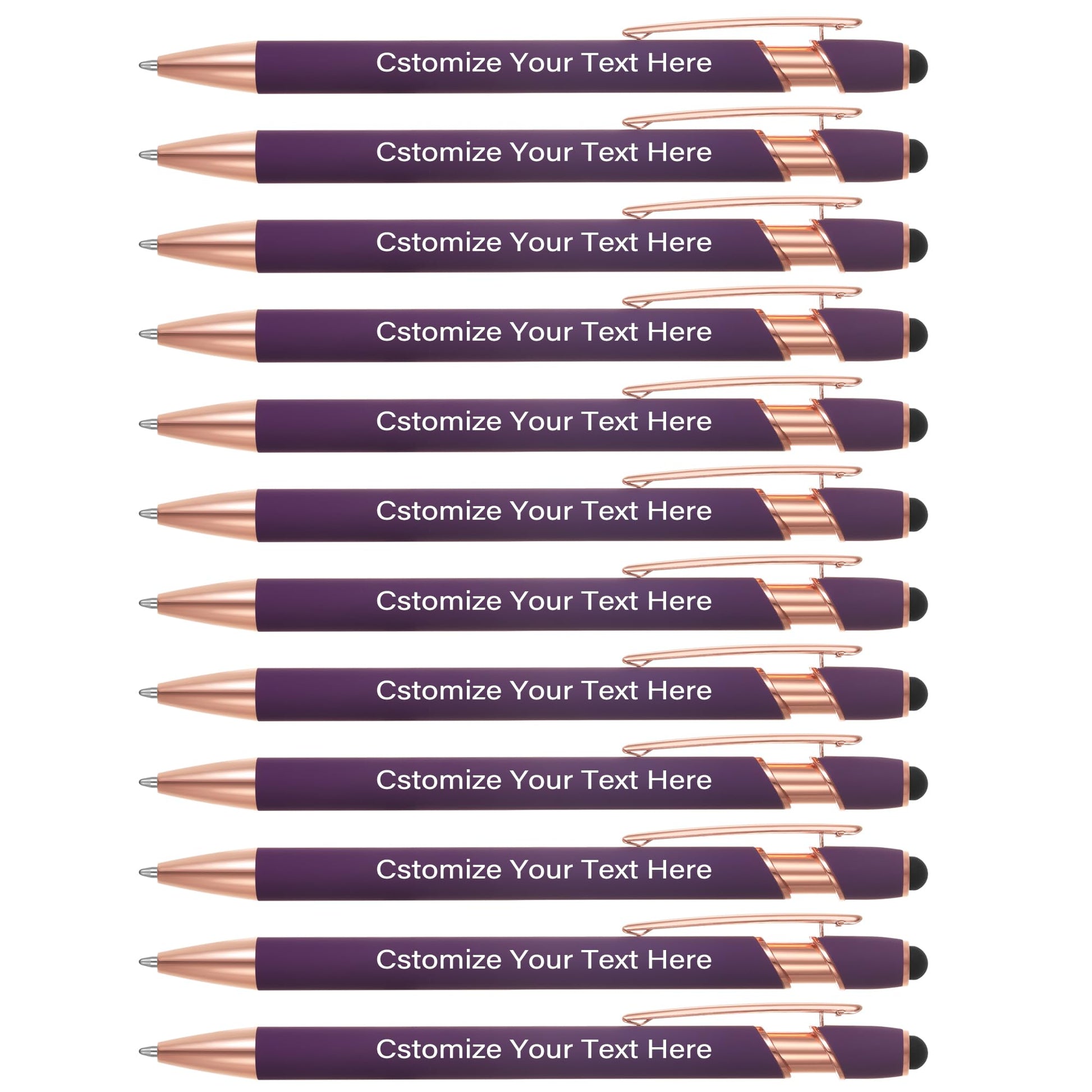 Kingluu 24 Pcs Personalized Ballpoint Pens with Stylus Tip,Free Engraving Black Ink Customized Pen