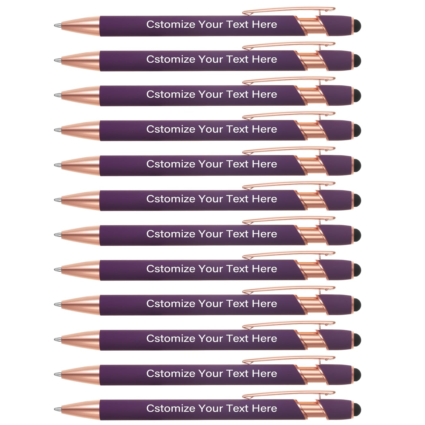 Kingluu 36 Pcs Personalized Ballpoint Pens with Stylus Tip,Free Engraving Black Ink Customized Pen