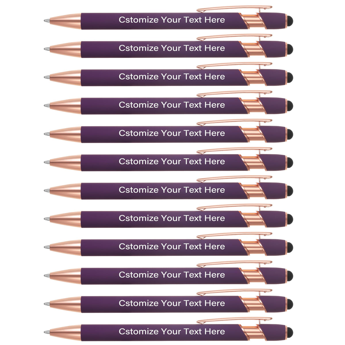 Kingluu 36 Pcs Personalized Ballpoint Pens with Stylus Tip,Free Engraving Black Ink Customized Pen