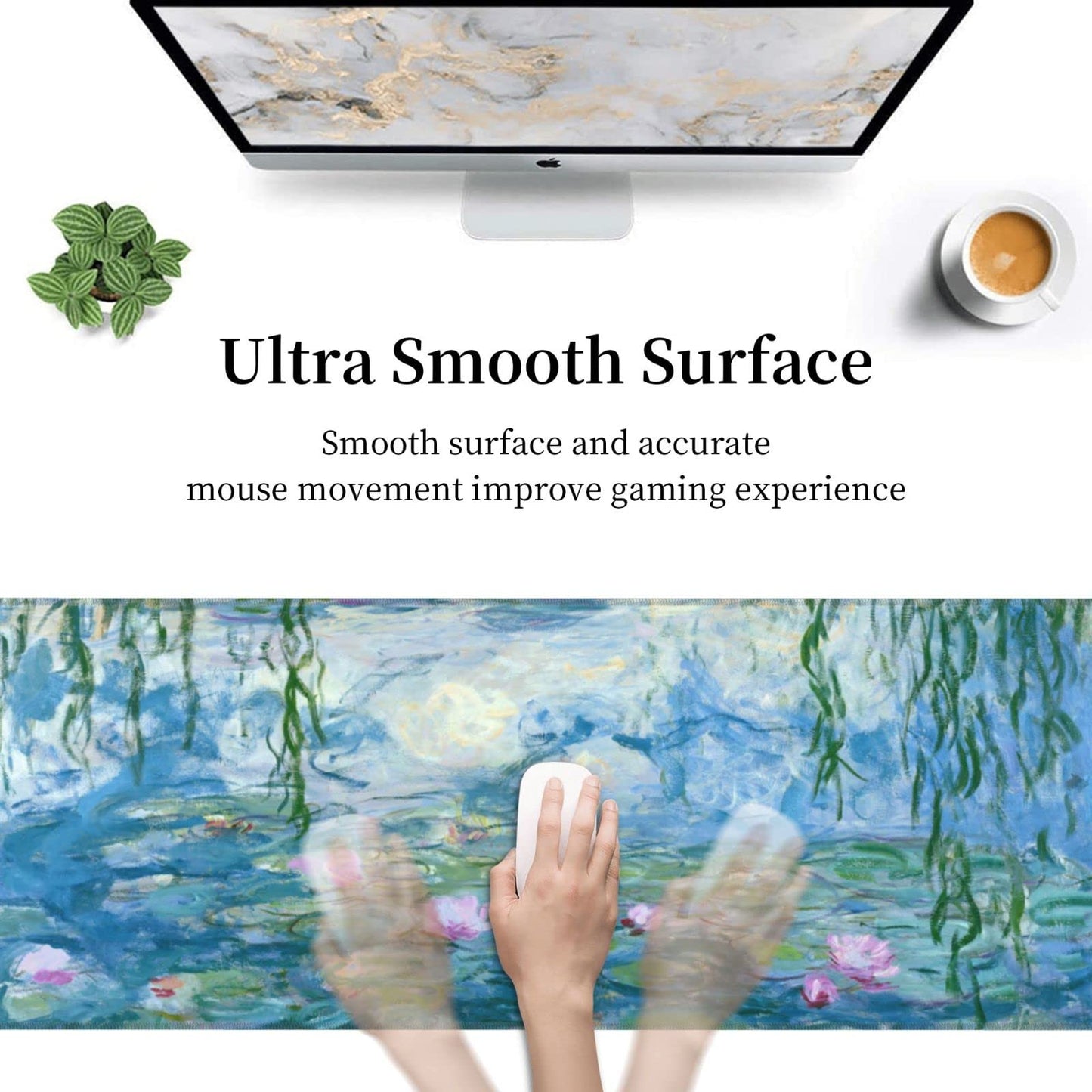 Mouse Pad Stitched Edge XL Large Mousepad 31.5" X 12" Rubber Base Non Slip Desk Mat for Laptop Pc