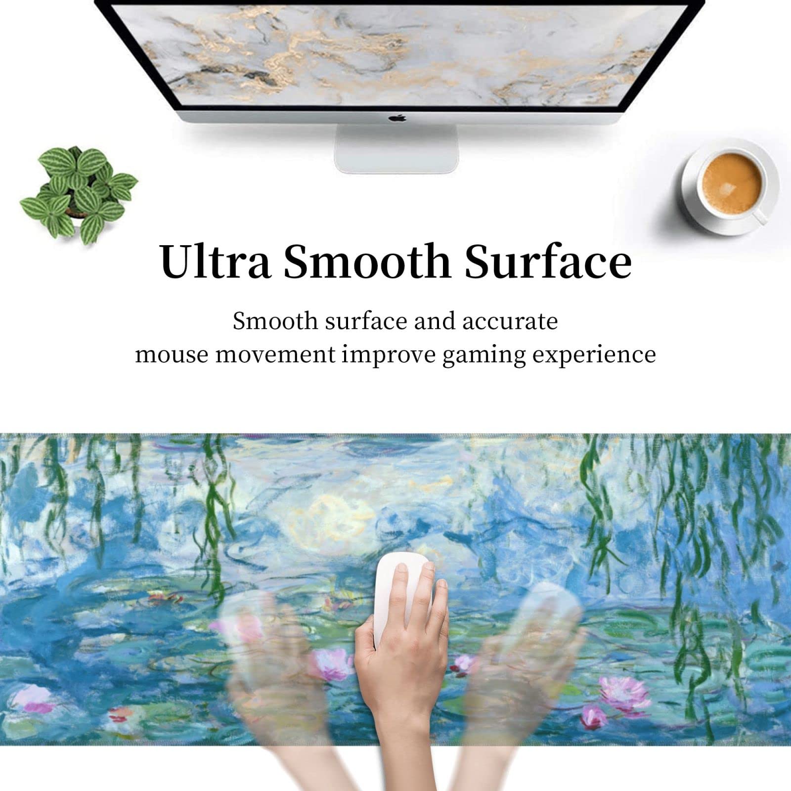 Mouse Pad Stitched Edge XL Large Mousepad 31.5" X 12" Rubber Base Non Slip Desk Mat for Laptop Pc