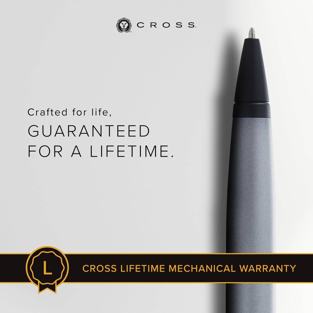 Cross Calais Ballpoint Pen, Matte Gray & Black, Medium Point, Black Ink