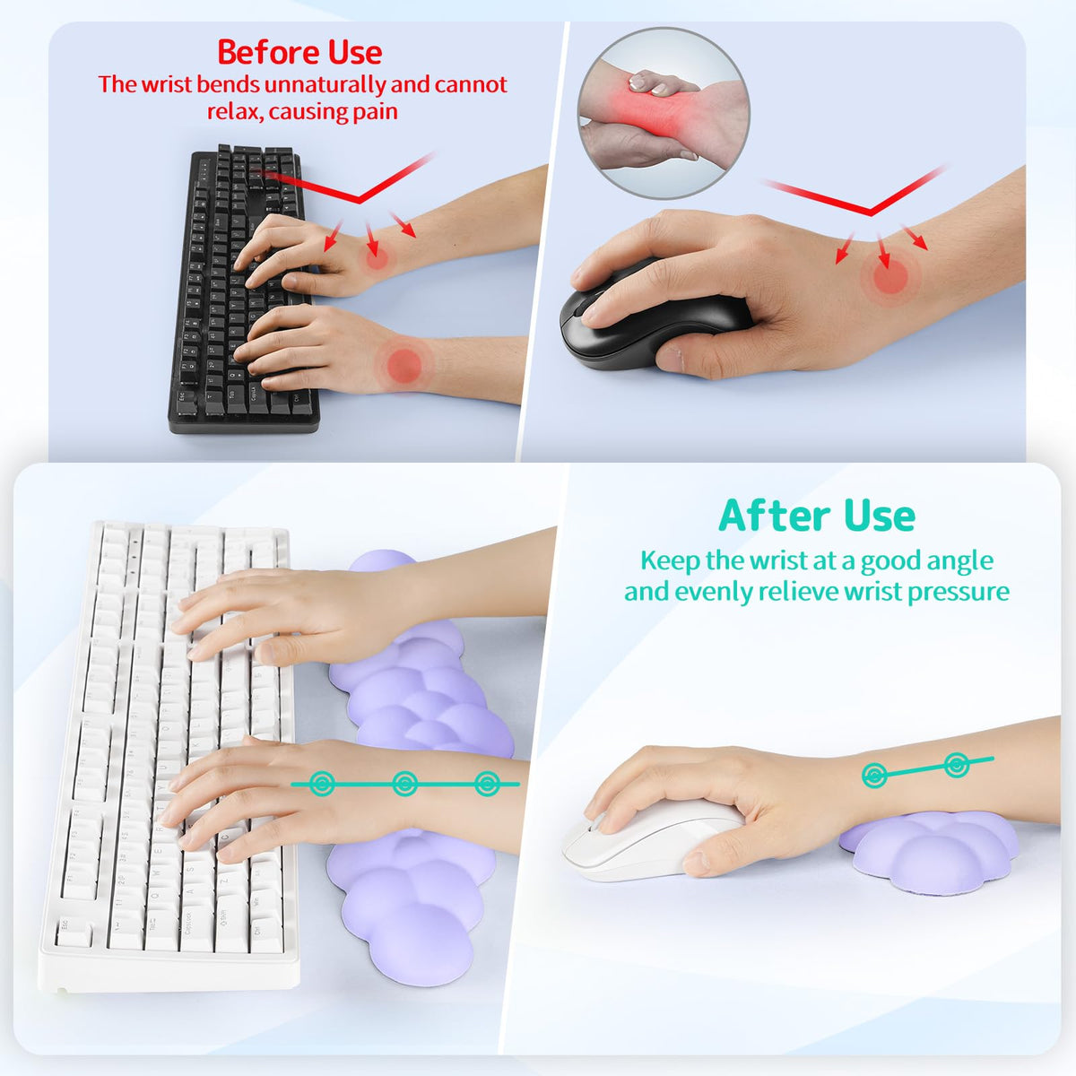 Sushret Cloud Wrist Rest for Keyboard and Mouse, Cloud Keyboard Wrist Rest