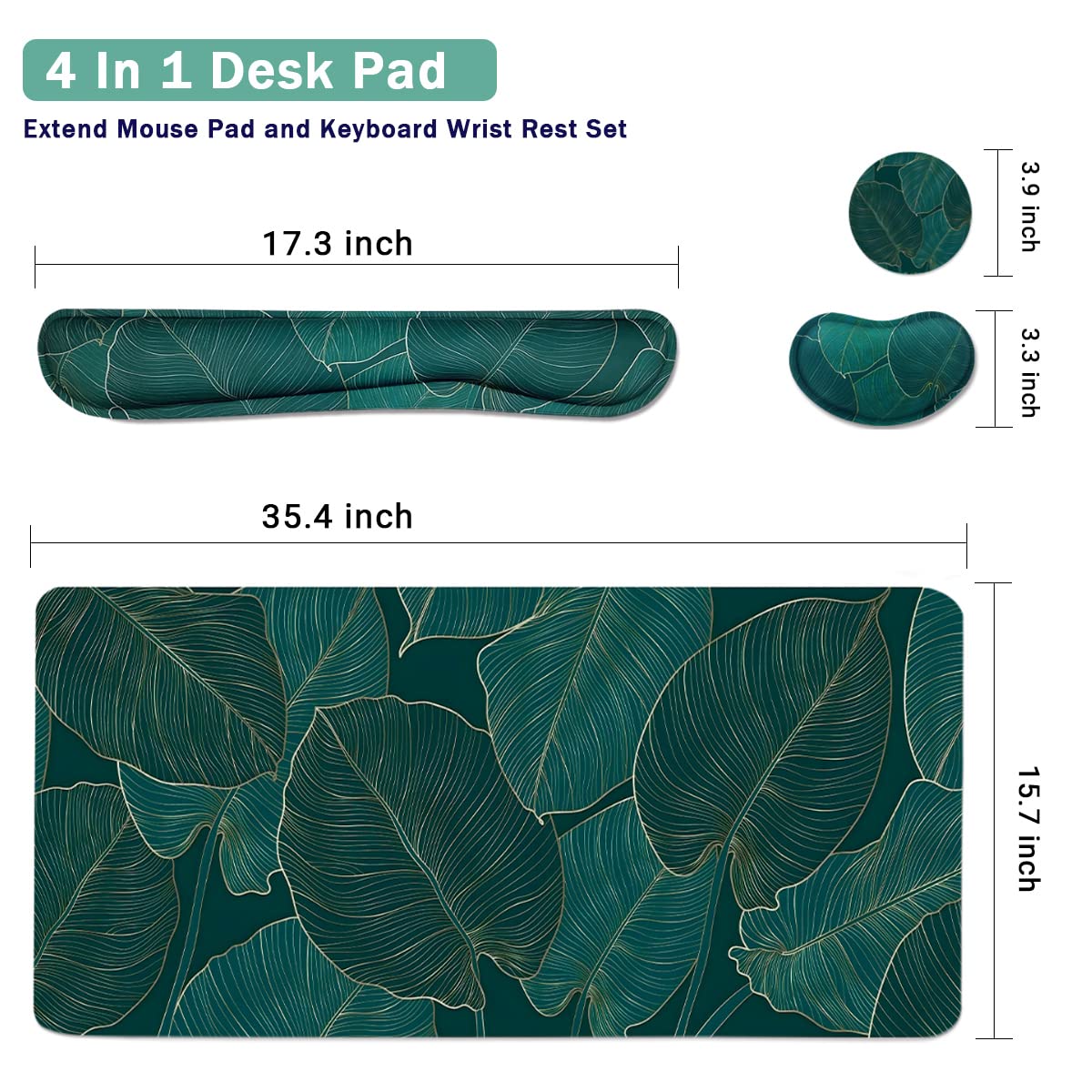 Ergonomic Large Mouse Pad and Keyboard Wrist Rest, Desk Pad for Keyboard and Mouse, 4-in-1 Large