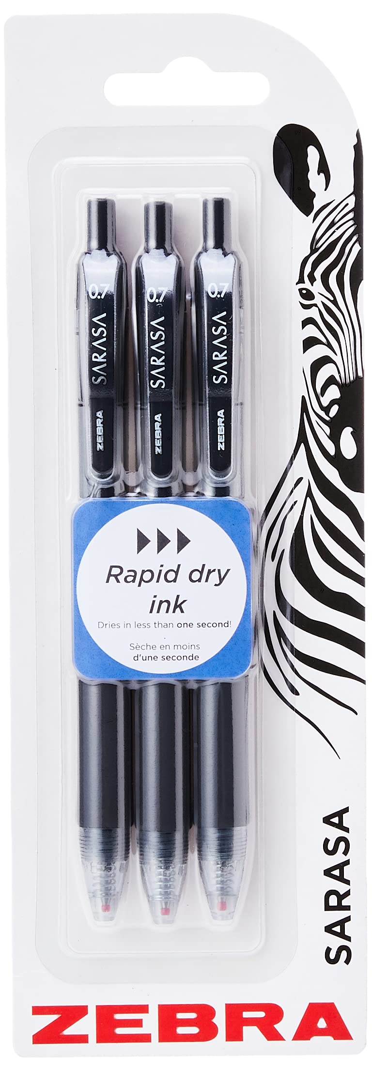 Zebra Sarasa Gel Pen - Black, 3 Count (Pack of 1), 1518