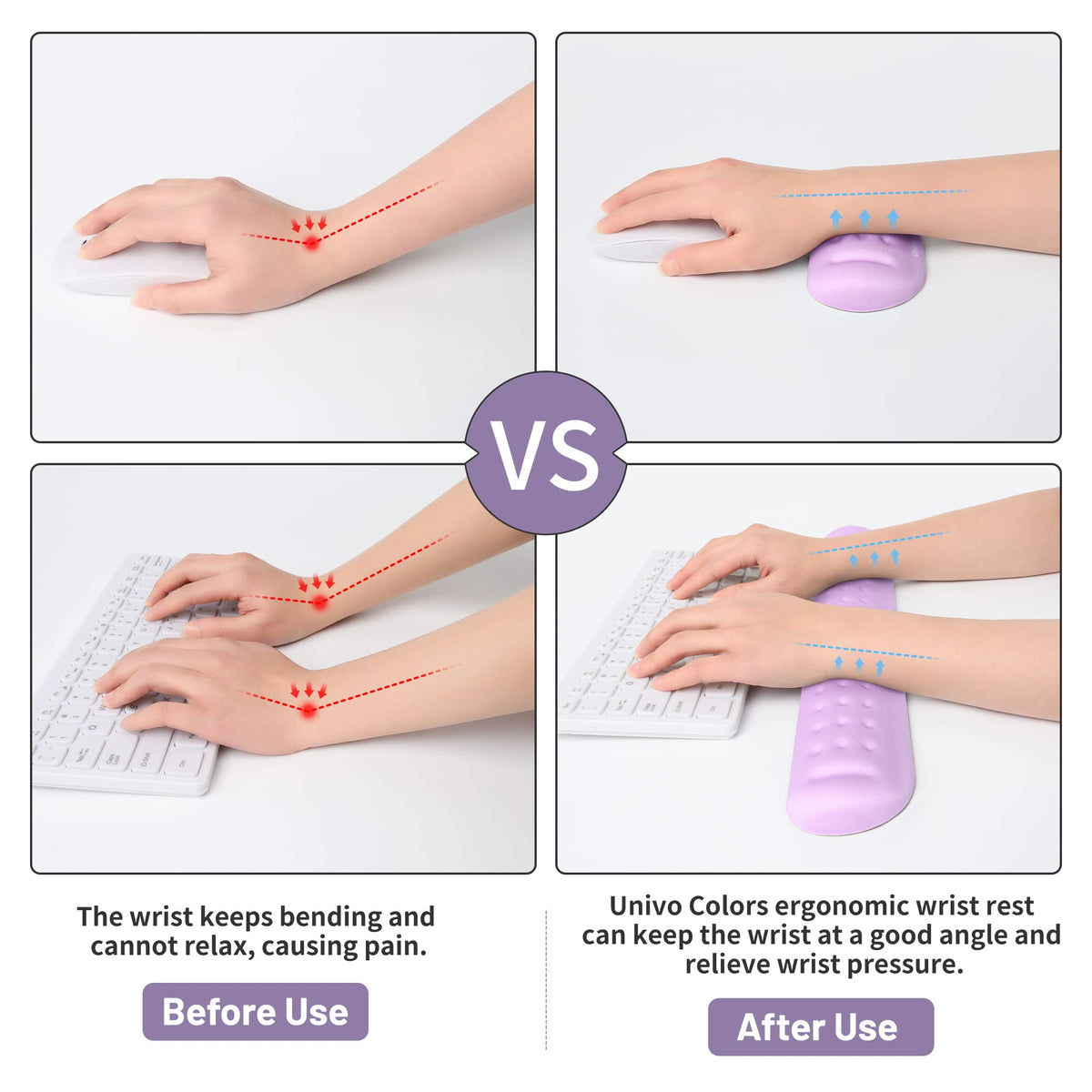 UnivoColors Upgraded Massage Bead Wrist Rest Set for Keyboard and Mouse, Wrist Ergonomic Support