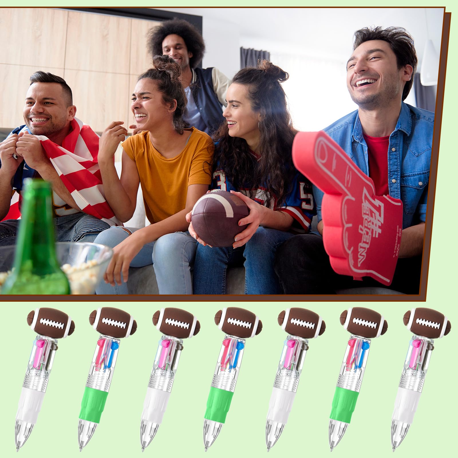 Kosiz 48 Pack Football Party Favors Multicolor 4 in 1 0.5mm Ballpoint Pen